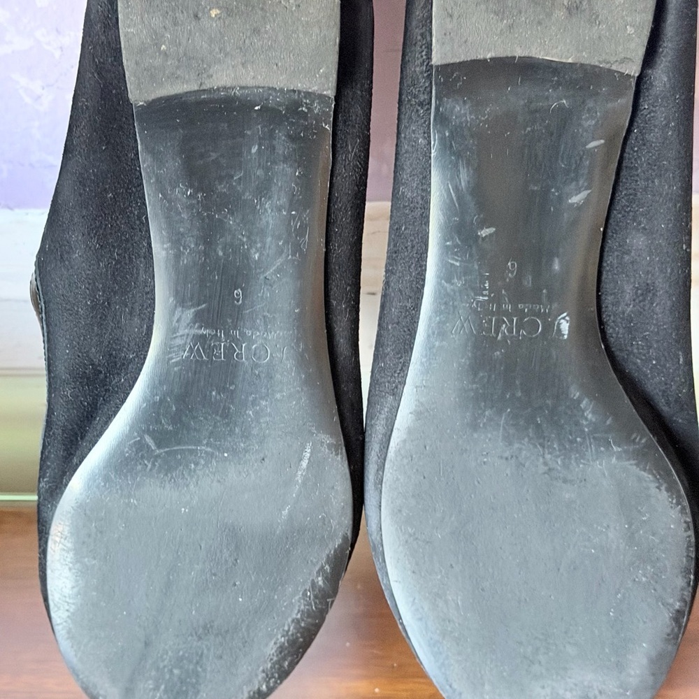 SZ 6 Classic J. Crew Black Suede Scallop-Edge Ballet Flats - Picture 3 of 6